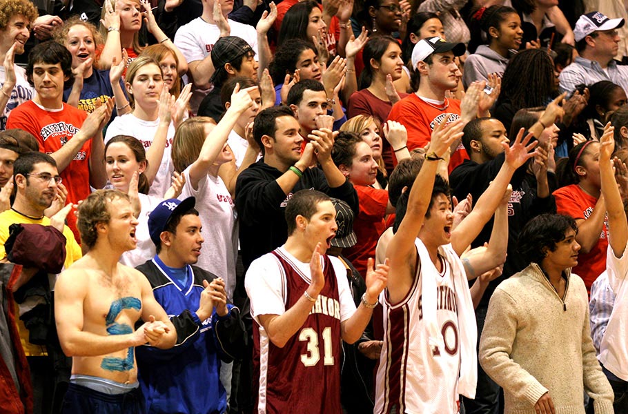 Yell, 'safety school!' at a Haverford-Swarthmore basketball game.