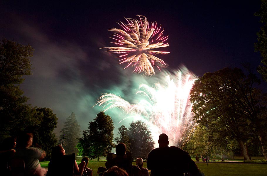 Enjoy fireworks on Parrish Beach during Commencement Weekend.
